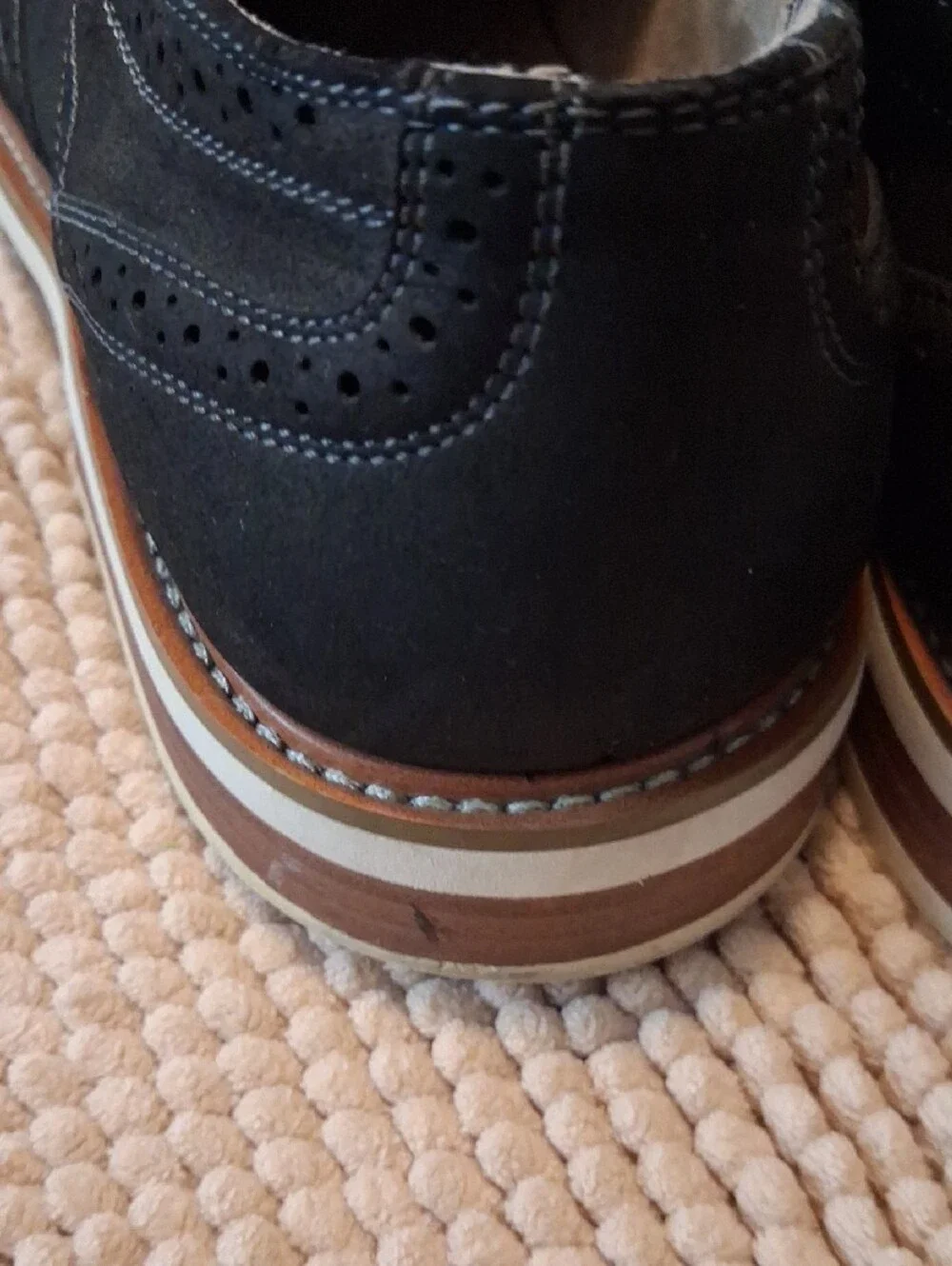 Unlisted Black Brogue Wingtip Derby Shoes with Tan Welt